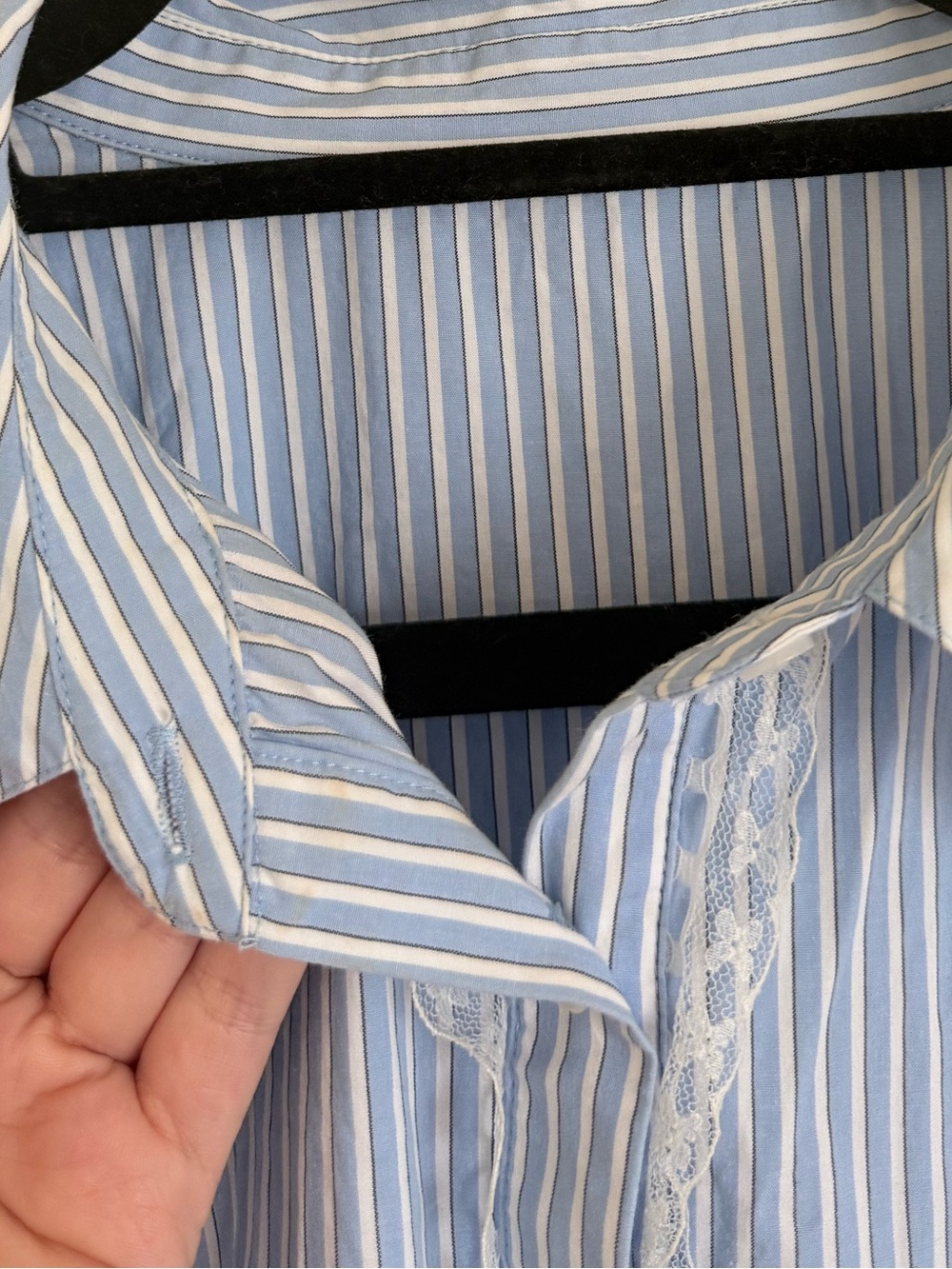 J. Crew Wren Lace Trim Striped Shirt Dress - Picture 9 of 9